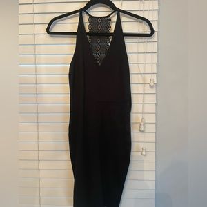 Black mini dress w woven razorback